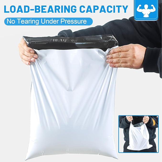 200 Pcs Poly Mailers Shipping Bags 14.5x19 Inch Packaging Clothes Polymailers Envelopes Mailing Package Self Seal Shipping Envelopes Waterproof Poly Bags Small Business Supplies Package White