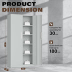 Incbruce 72” Metal Storage Cabinet, Locking Steel Storage Cabinets with 2 Doors and 4 Adjustable Shelves, Tall Lockable Tool Storages for Garage, Home, Office (Grey)
