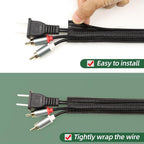 Split Wire Loom Tubing, Cable Protector Sleeve, Braided Cable Management for TV/Computer/Home Theater/Engine Bay, Cord Protectors from Pets No Chew (Black, 3/8"-25ft)