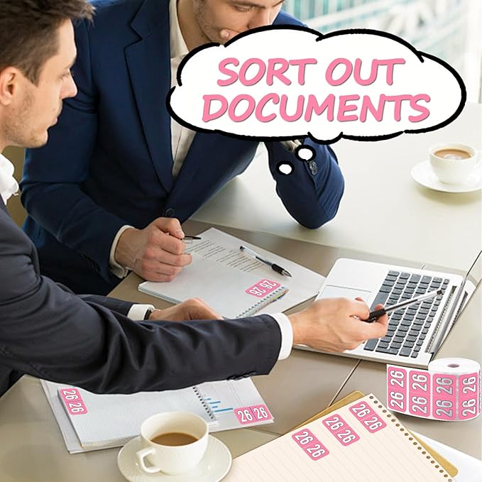 500 Pcs 2026 Year Stickers, Waterproof File Folder Labels, Self-Adhesive Rectangle Tabs for End Folders and Envelopes, Number Tabs, Office and Home Supplies (Pink)