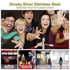 Stainless Steel Stanchion Post Queue,5 ft Red Velvet Rope Red Carpet Ropes and Poles Crowd Control Barriers,Sand Injection Hollow Base and Velvet Ropes Set for Party Supplies (4 Pieces, Silver)