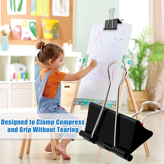 3 Inch Extra Large Jumbo Binder Clips (12 Pack), Heavy Duty Paper Clamps for Office and Home Supplies, Black