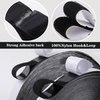 Navona 2 Boxes Heavy Duty Hook and Loop Strips with Adhesive, 60Ft Total x 1 Inch Hook and Loop Tape with Backing for Home, Office, School, and Crafting Projects, Black