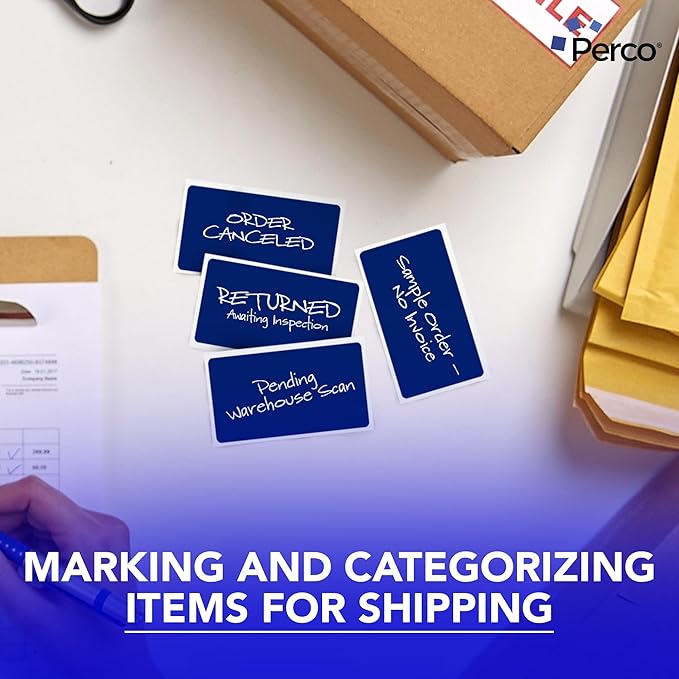 Perco Dark Blue 3x5 Inch Perforated Sticker Labels — 150 Stickers/Roll — with Permanent Adhesive for Inventory Management, Color Coding, Moving Boxes, Retail, Organizing, Crafting & More — Made in USA