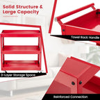 Goplus 3-Tier Utility Cart, Heavy Duty Commercial Service Tool Cart w/Lockable Wheels, 330lbs Load Capacity, Ergonomic Handle, Rolling Mechanic Tool Cart Storage Organizer for Warehouse Garage Red