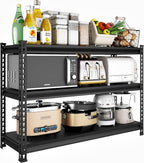 48" W Garage Shelving Heavy Duty, 1500LBS Loads Adjustable Garage Storage Shelves, 3-Tier Metal Shelving Units and Storage Racks, Industrial Utility Shelf,48" Wx18 Dx39 H, Black