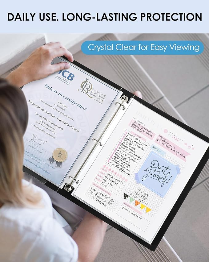 KTRIO 500 Pack Sheet Protectors 8.5 x 11 inch, Clear Page Protector for 3 Ring Binder, Plastic Sleeves for Binders, Top Loading Paper Sheets Document Sleeve Letter Size, Office & Home