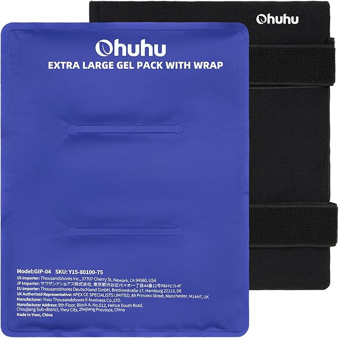 Ice Packs for Injuries 14" X 11": Ohuhu Hot Cold Gel Ice Pack X-Large Reusable Ice Packs with Wrap Flexible Pain Relief for Shoulder Legs Knee Back Hip Aches Injury Muscle Pain-Blue