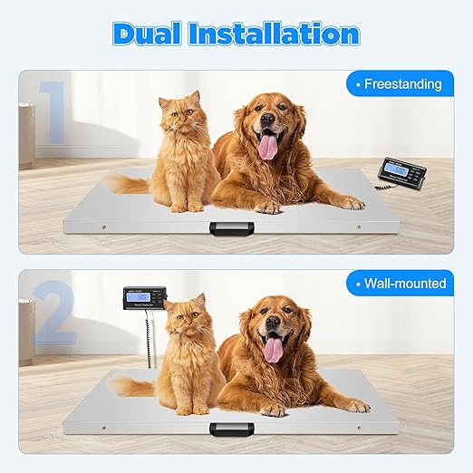 Animal Digital Scale, 500KG/1100Lbs Electronic Stainless Steel Veterinary Scale Heavy Duty Digital Livestock Platform Scales for Animal Pet Cat Dog (1100Lbs)