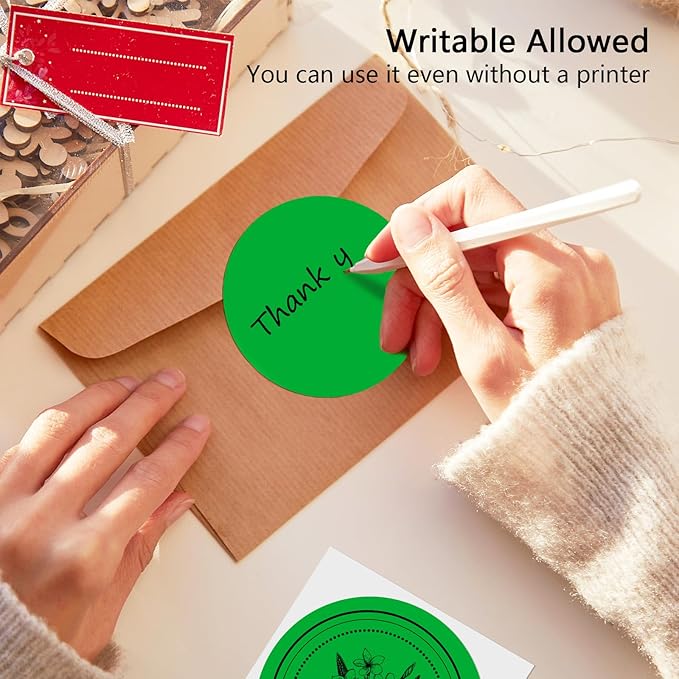 3 X 3 Inch Round Thermal Labels Circle Color Coding Labels Printable Waterproof 500PCS Round Stickers Adhesive Writable for Office, Home, Garage, DIY Sticker, Name Tag,Green