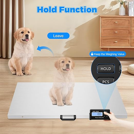 Animal Digital Scale, 500KG/1100Lbs Electronic Stainless Steel Veterinary Scale Heavy Duty Digital Livestock Platform Scales for Animal Pet Cat Dog (1100Lbs)