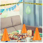 Frienda 11 Pcs Construction Birthday Party Supplies Plastic Traffic Cone Caution Tape Safety Road Parking Construction Cone Warning Tape for Halloween Party Outdoor Indoor (9 Inch Tall,Solid)