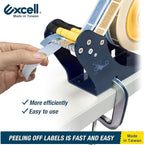 Excell LD-222 Manual Label Dispenser (2" Wide, 3" Core): Works with 2" or 1" Wide Labels. Easy Peel-Off Design. Includes C-clamp for mounting on desks or workstations. Efficient and Versatile.