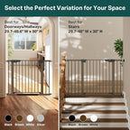 Cumbor 29.7-40.6" Baby Gate for Stairs, Mom's Choice Awards Winner-Dog Gate for Doorways, Pressure Mounted Auto-Close Pet Gates for Dogs Indoor, Safety Child Gate with Easy Walk Thru Door, Brown