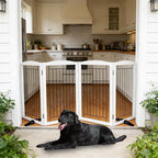 Dog Fence Indoor - 4-Panel Freestanding Dog Gate for Doorways, Hallways, House or Stairs -80x32-Inch Retractable Foldable Expandable Wood Pet by SFJC (White)