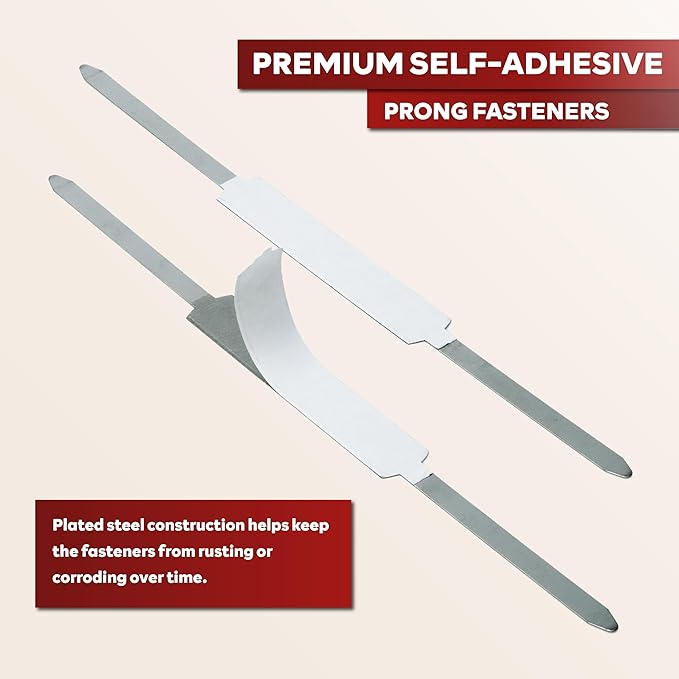 XFasten Self Adhesive Fasteners 2 Inch Capacity 200-Pack Archival-Grade Two Prong Paper Fasteners 2 Inch for Metal File Fastening, Folders, Medical Reports, Thick Paper Stacks, and Folder Accessories