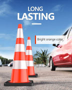 (8 Pack) BATTIFE Traffic Cones 36 Inch with Black Weighted Base, PVC Orange Cone for Traffic Control,Construction Events, Driveway Road Parking Lot