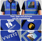 Custom Safety Vest with Logo Pockets High Visibility Reflective Vests Construction Security Workwear