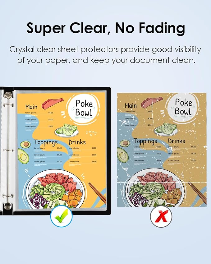 KTRIO 600 Pack Sheet Protectors 8.5 x 11 inch, Clear Page Protector for 3 Ring Binder, Plastic Sleeves for Binders, Top Loading Paper Sheets Document Sleeve Letter Size, Office & Home