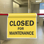 SmartSign "Closed For Maintenance" Hanging Doorway Barricade Sign, Spring-loaded Adjustable Twist-To-Tighten Aluminum Pole & 11.25" x 18" Vinyl Safety Sign Kit, Black/Yellow, USA-Made