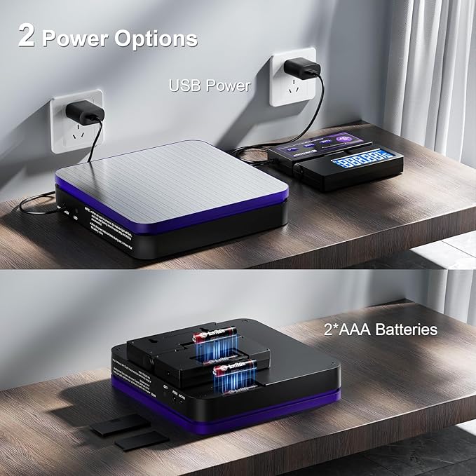 Digital Wireless Shipping Postal Scale 110lbs/0.1oz Accurate,Foldable LCD,Package Scale with Stainless Steel/5 Units/Tare/Hold Function,Postage Scale for Packages,Mail Scale,Black+Purple