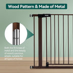 BABELIO Baby Gate with Black Wood Pattern, 29-48 Inch Auto Close Dog Gate PressGuard P7 for The House, Stairs and Doorways, Pressure Mounted Pet Gate with Door and Y Spindle Rods