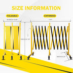 17FT Traffic Barricade with Casters, Metal Expandable Barricade, Folding Security Gate, Retractable Fence Outdoor Barricade Fence for Construction Area, Traffic Control(2pc)