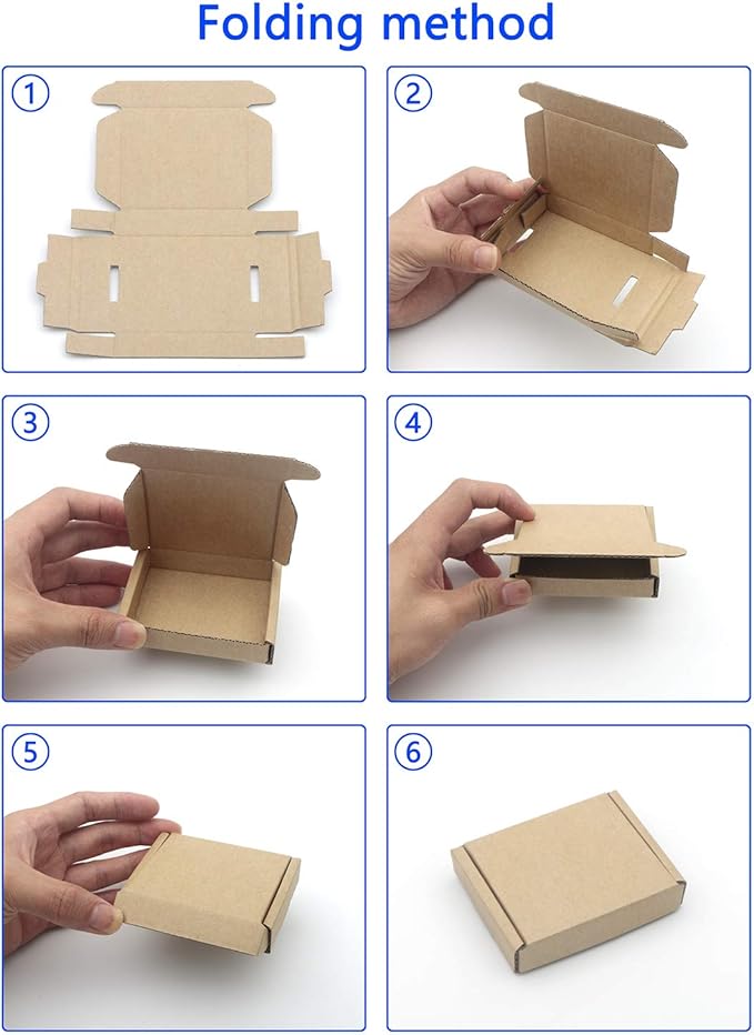 Ellbest 50pcs Packing Boxes 1.5mm Thick Cardboard, 3.4 x 2.6 x 0.7inches Mini Kraft Brown Box for Stationery, Paper Clips, Pins, Mini Ornaments