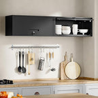 Yizosh Metal Garage Cabinet with Doors, Wall Mounted Storage Cabinet, Floating Tool Cabinet for Basement, Kitchen, Warehouse (Black, 13.7" H)