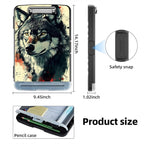 Clipboard with Storage Box & Pen Holder,Heavy Duty Clip Boards 8.5x11 for Nursing,High Capacity,School & Office Supplies,Wolf Art