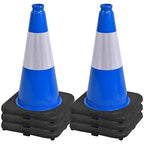 OrangeStar 18" Traffic Cones 6-Pack Blue Safety Cones with Reflective Collars, Heavy Duty Base for Construction, Parking Lot, Road Work, Flexible PVC, Indoor & Outdoor Use