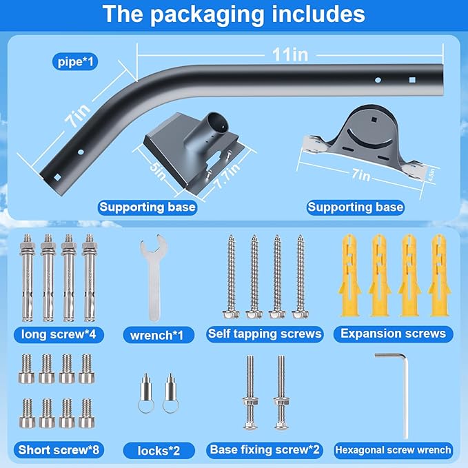 for Starlink Gen 3 Roof Mount, Aluminum Alloy Starlink Standard V3 Mounting Kit with Starlink Gen 3 Pipe Adapter, Angle Adjustable (Curved)