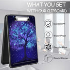Clipboard with Storage, High Capacity Plastic Storage Clipboard with Pen Holder for Women Teachers Work, School & Office Supplies, Cute Pattern Decorative Clipboards, Fluorescent Tree