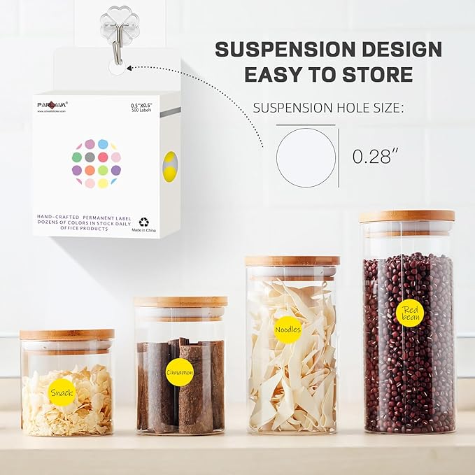 PARLAIM 1/2 Inch Round Adhesive Color-Code Dot Stickers,500 Stickers Inventory Dots Label in Dispenser Box,Yellow Circle Coding Labels for Office Home (Yellow)