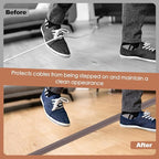 Floor Cord Cover for Wires on Floor Self Adhesive Cord Hider Floor Cable Management Wire Covers for Cords Protector Prevent Cable Trips Cord Cavity W 0.51" x H 0.31", Grayish Brown Wood, 10Ft