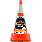 Xpose Safety 28 Inch Orange Traffic Cones Heavy Duty 10lb with 6" & 4" Collars, 1-Pack - Multipurpose PVC Plastic Safety Cone for Parking, Soccer, Caution, Kids and Construction - DOT Approved