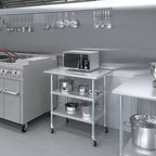 AmGood Stainless Steel Work Table with 2 Shelves and Casters | Metal Utility Table On Wheels (Stainless Steel Work Table with 2 Shelves + Casters, 36" Long x 24" Deep)