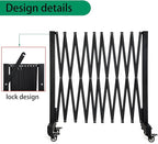 11.5FT Expandable Barricade Gate, Expandable Metal Barricade Gate Alloy Fence with Wheels, Retractable Crowd Control, for Industrial or Residential Use (Black, 11.5FT)
