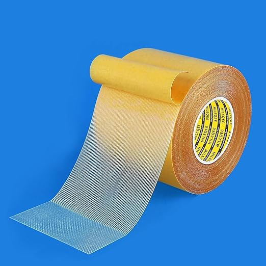 Double-Sided Mesh Tape Heavy Duty, 2.4in x 33FT(10m), Single Sided Cloth Duct Tape Durable,High Stickiness Strong 2 Sided,Multipurpose Removable Residue-Free, Easy Tear Office Decor
