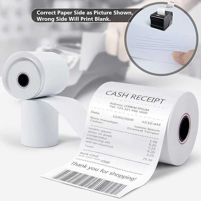 Azure Zone, Thermal Paper Rolls 2-1/4 X 85ft, 50 Rolls, Fits Most POS Machines and Cash Registers, Great for Businesses and Sales