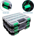 Double Side Tool Box Organizer, Hardware Storage Box, Portable Small Parts Organizer with Removable Plastic Dividers for Screws, Nuts, Nails, Bolts, Green
