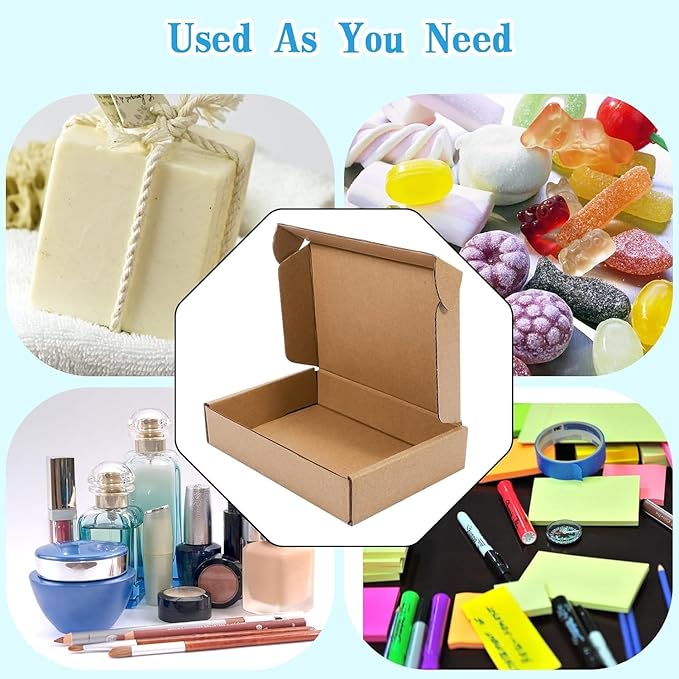 50 Pack Small Shipping Boxes,Brown Corrugated Cardboard Boxes,Internal size:5.5x3.7x1.25inches,Recyclable Corrugated Mailer Boxes for Small Bussiness Packing and Mailing