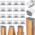 24 Pcs Chair Leg Floor Protectors Rectangle, Silicone Felt Furniture Leg Pads Caps Covers for Hardwood Floors (Fit Perimeter 5" to 5‑7/8")