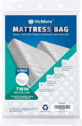 VICMORE Twin Mattress Bags 2-Pack - Heavy Duty Mattress Protector for Moving & Storage, 1.5 Mil Thick Plastic Covers, Tear-Resistant Dustproof, Fits Twin/Twin XL