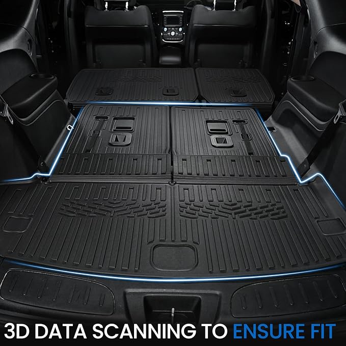 Cargo Mat Backrest Mats for 2016-2025 2026 Dodge Durango 6/7 Seats Car Mat Accessories, All Weather TPE Cargo Liner Trunk Mat SXT GT RT SRT 392 Hellcat(Cargo Mat+3rd Row Backrest Mats)