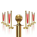 8PCS Gold Stanchions Posts with 4PCS 5 ft Red Velvet Rope, Red Velvet Rope Stanchion Set Crowd Control Barriers, Stanchions and Velvet Ropes Red Carpet Poles for Party Supplies