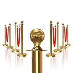 8PCS Gold Stanchions Posts with 4PCS 5 ft Red Velvet Rope, Red Velvet Rope Stanchion Set Crowd Control Barriers, Stanchions and Velvet Ropes Red Carpet Poles for Party Supplies
