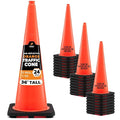 Xpose Safety 36 Inch Orange Traffic Cones, 24-Pack - Multipurpose PVC Plastic Safety Cone for Parking, Soccer, Caution, Kids and Construction - DOT Approved