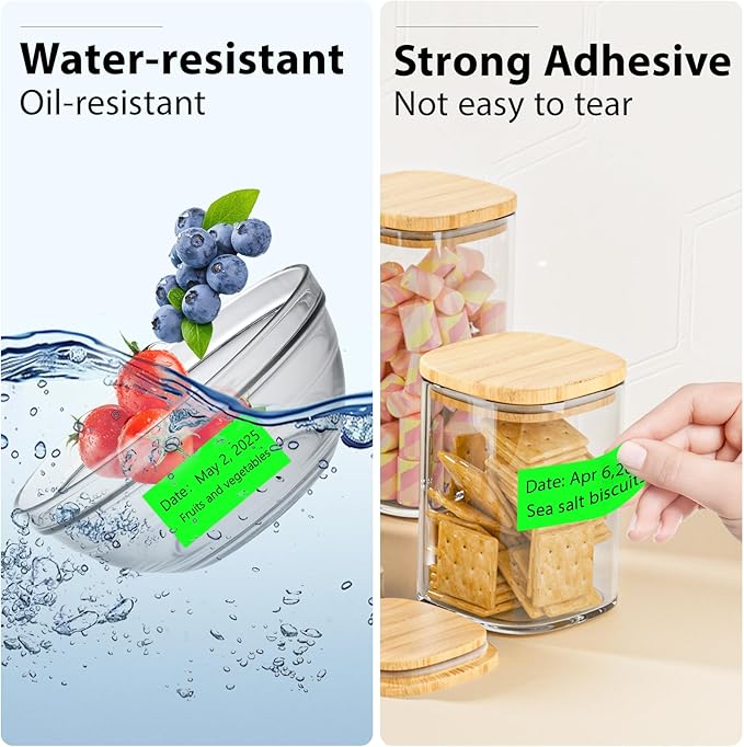 1x2 Inch Thermal Labels,500PCS Rectangle Stickers,Waterproof Removable Blank Stickers for Address,Jars,Freezer Containers & Pantry Organization,Fluorescent Green
