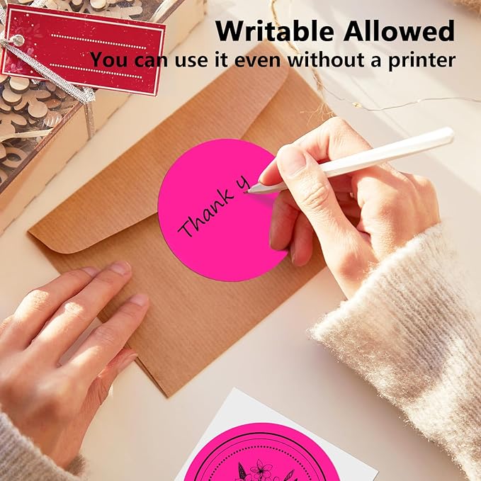 3 X 3 Inch Round Thermal Labels Circle Color Coding Labels Printable Waterproof 500PCS Round Stickers Adhesive Writable for Home, Garage, DIY Sticker, Barcodes,4 Rolls of Fluorescent Pink